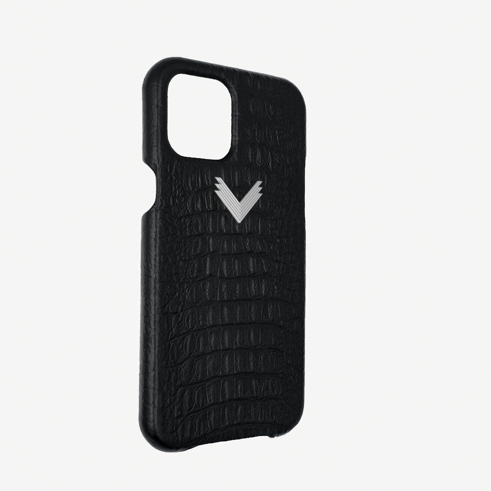 iPhone 13 Mini Phone Case, Calf Leather, Alligator Texture