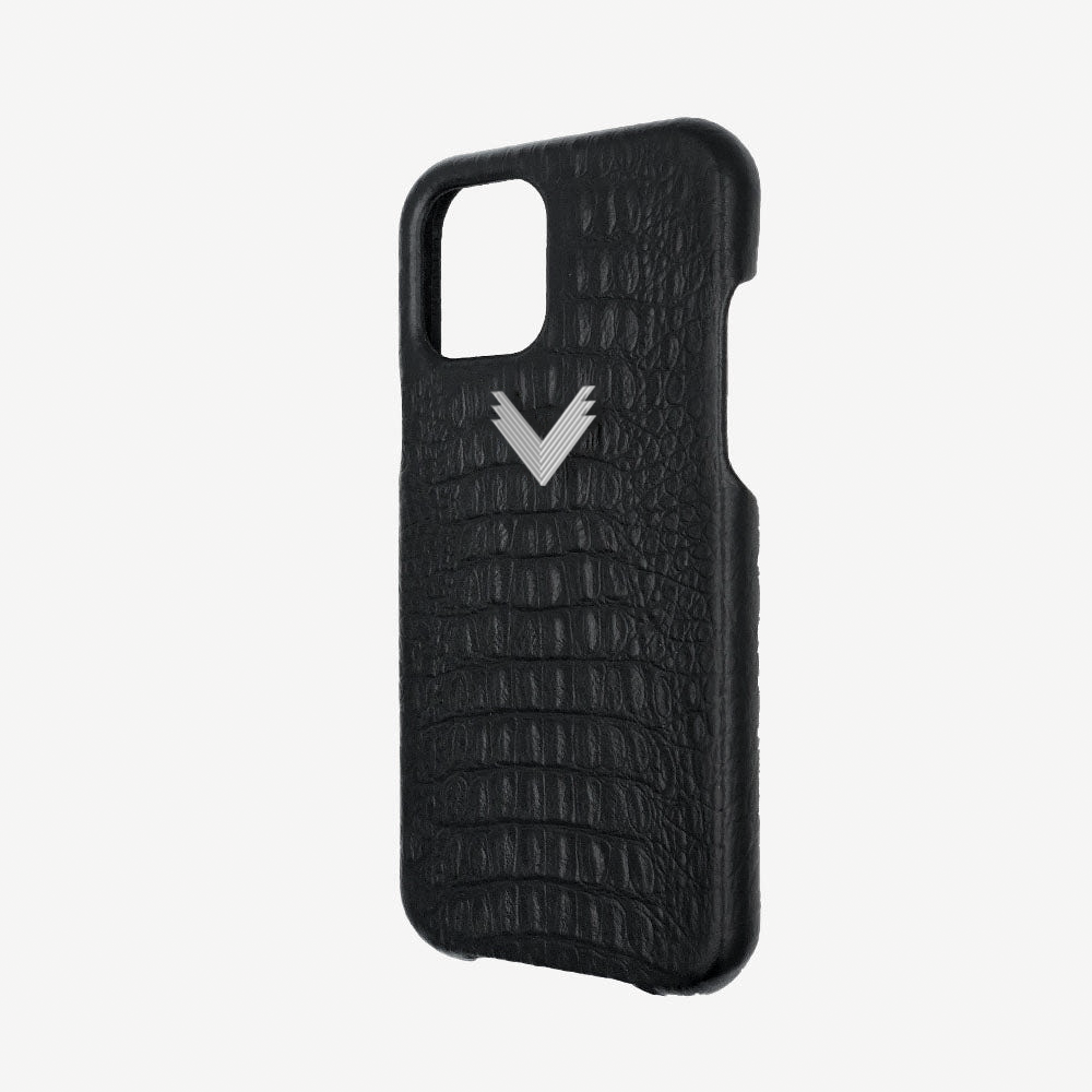 iPhone 13 Mini Phone Case, Calf Leather, Alligator Texture