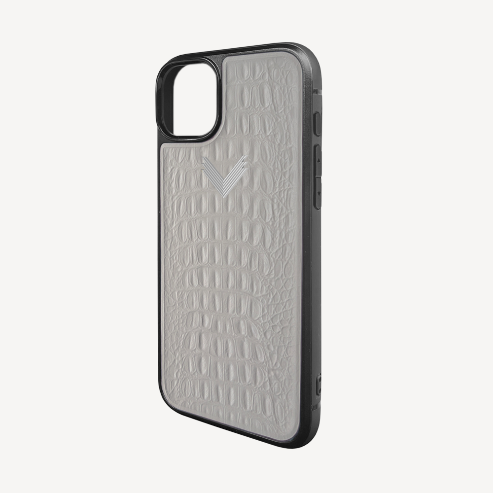 iPhone 15 Phone Case, Calf Leather, Alligator Texture