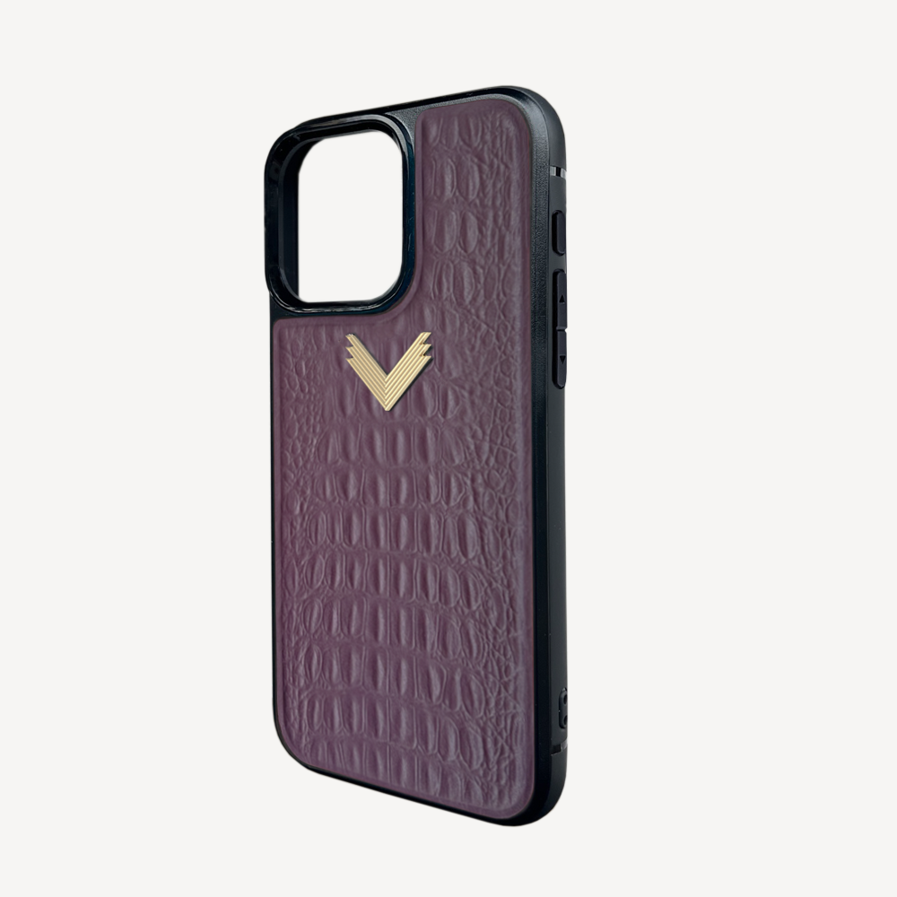 iPhone 15 Pro Max Phone Case, Calf Leather, Alligator Texture