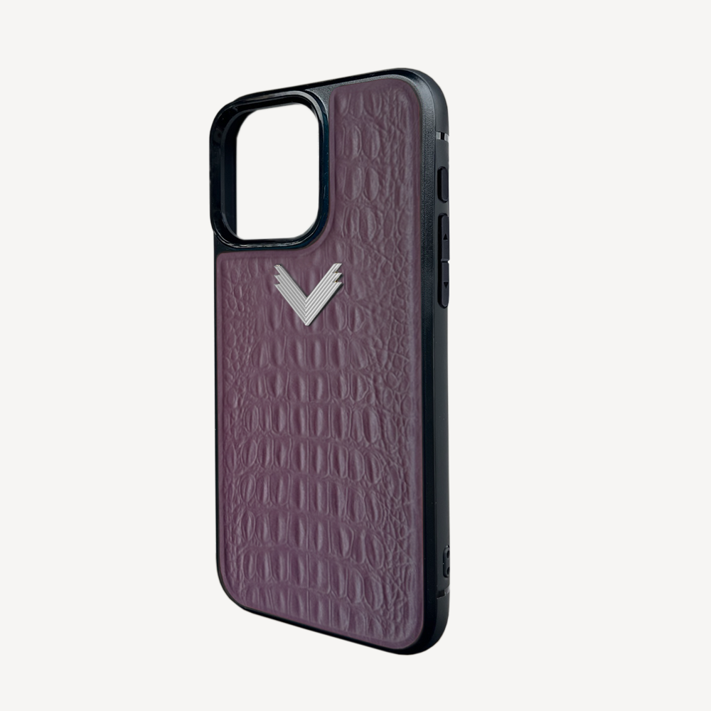 iPhone 15 Pro Max Phone Case, Calf Leather, Alligator Texture