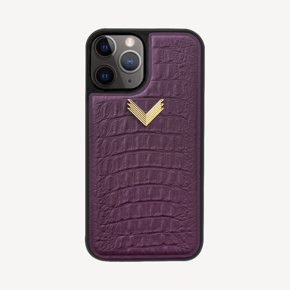 iPhone 11 Pro Max Phone Case, Calf Leather, Alligator Texture