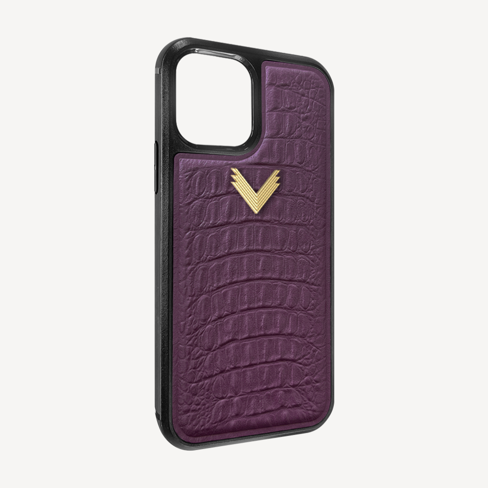 iPhone 12/12 Pro Phone Case, Calf Leather, Alligator Texture