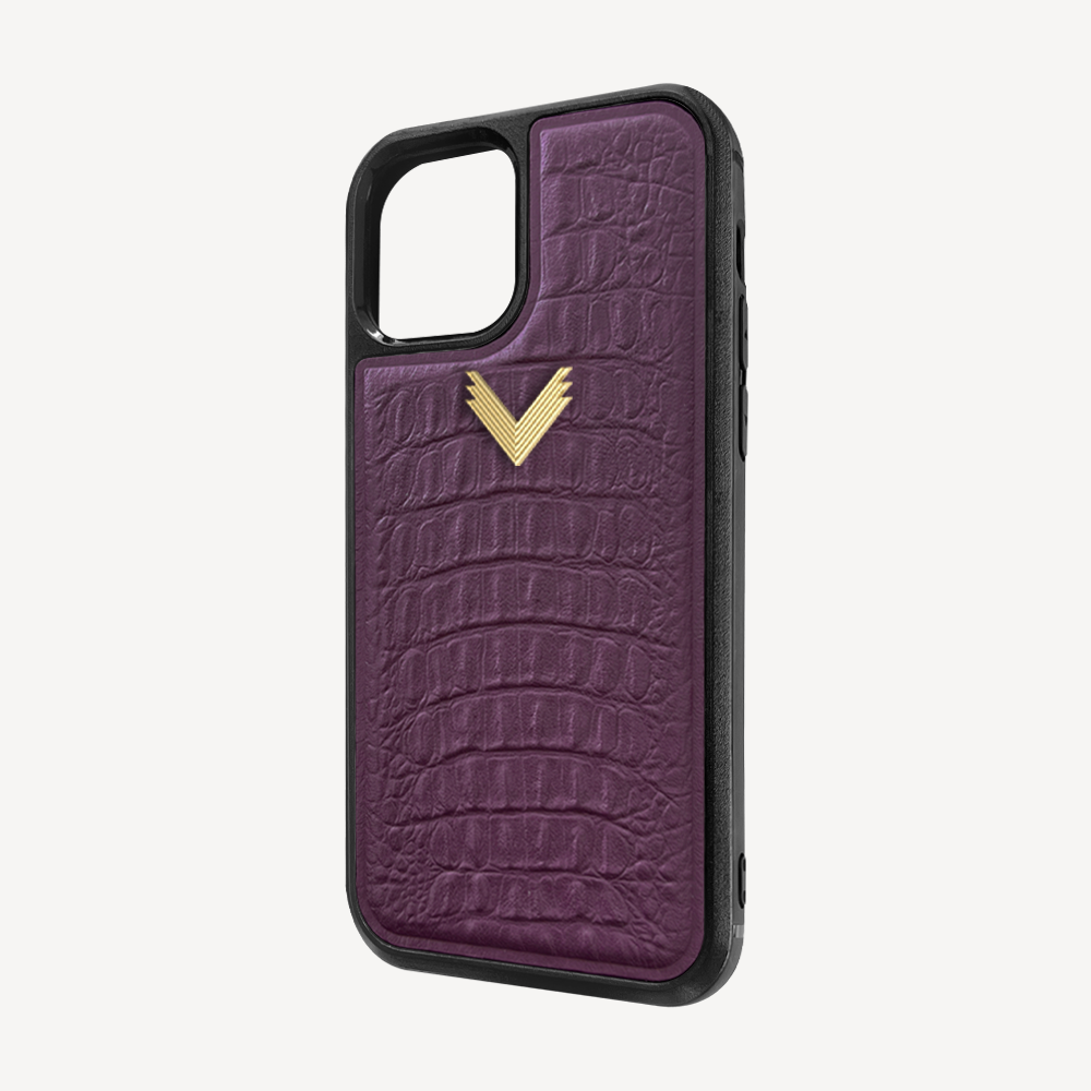 iPhone 12/12 Pro Phone Case, Calf Leather, Alligator Texture