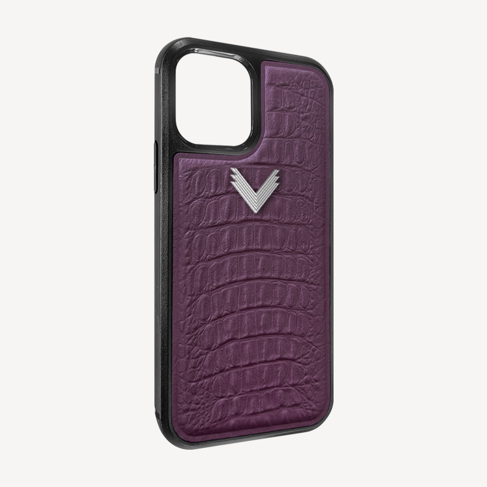 iPhone 12/12 Pro Phone Case, Calf Leather, Alligator Texture