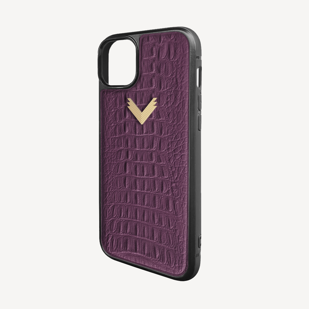 iPhone 13 Phone Case, Calf Leather, Alligator Texture