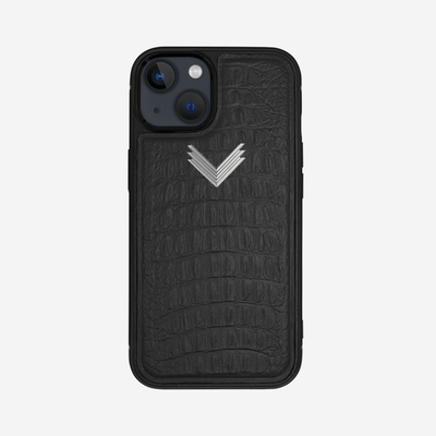 iPhone 13 Phone Case, Calf Leather, Alligator Texture