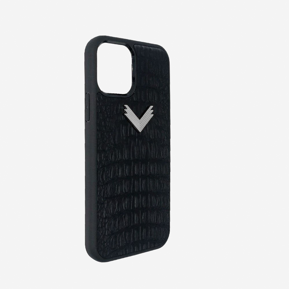 iPhone 13 Phone Case, Calf Leather, Alligator Texture