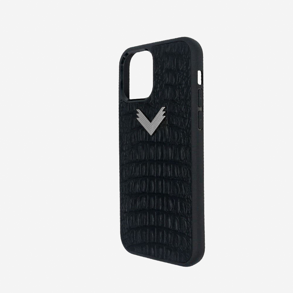 iPhone 13 Phone Case, Calf Leather, Alligator Texture