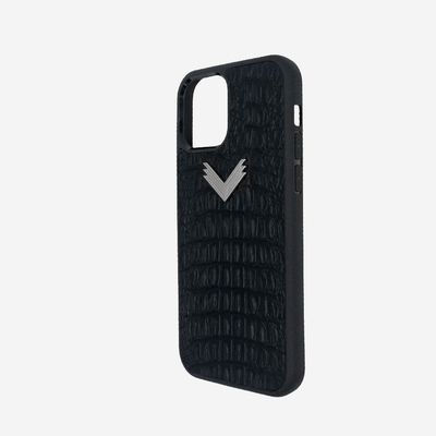 iPhone 13 Phone Case, Calf Leather, Alligator Texture