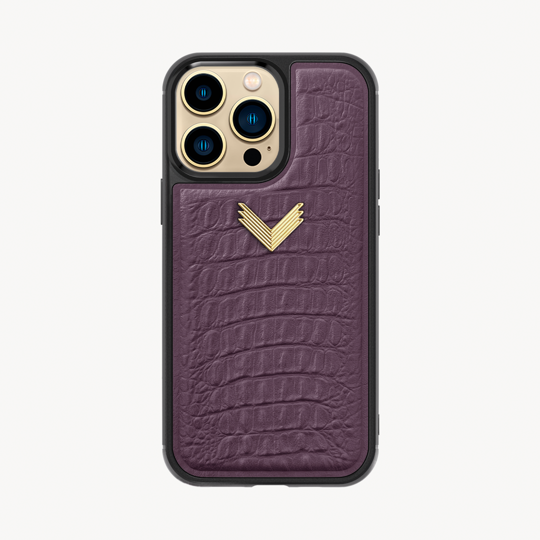 iPhone 13 Pro Max Phone Case, Calf Leather, Alligator Texture