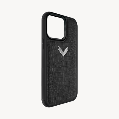 iPhone 13 Pro Max Phone Case, Calf Leather, Alligator Texture