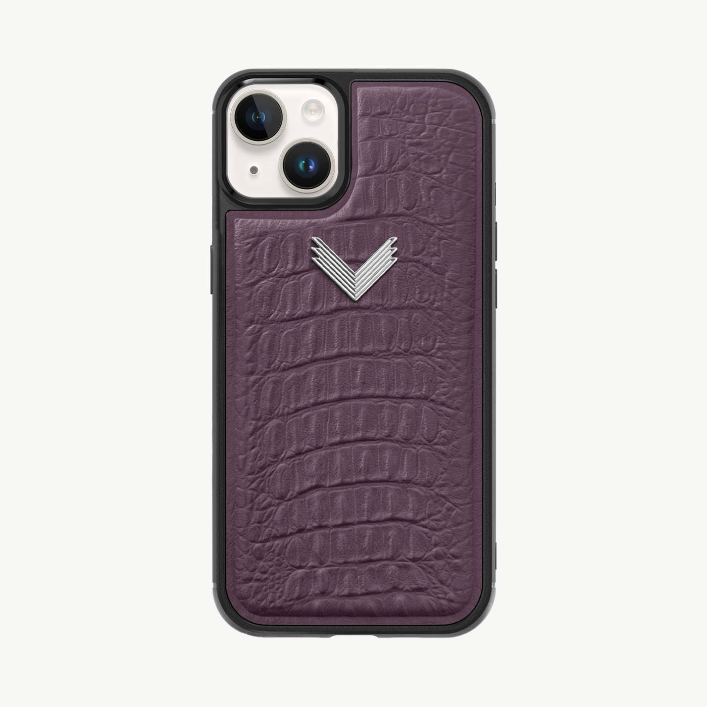 iPhone 14 Phone Case, Calf Leather, Alligator Texture