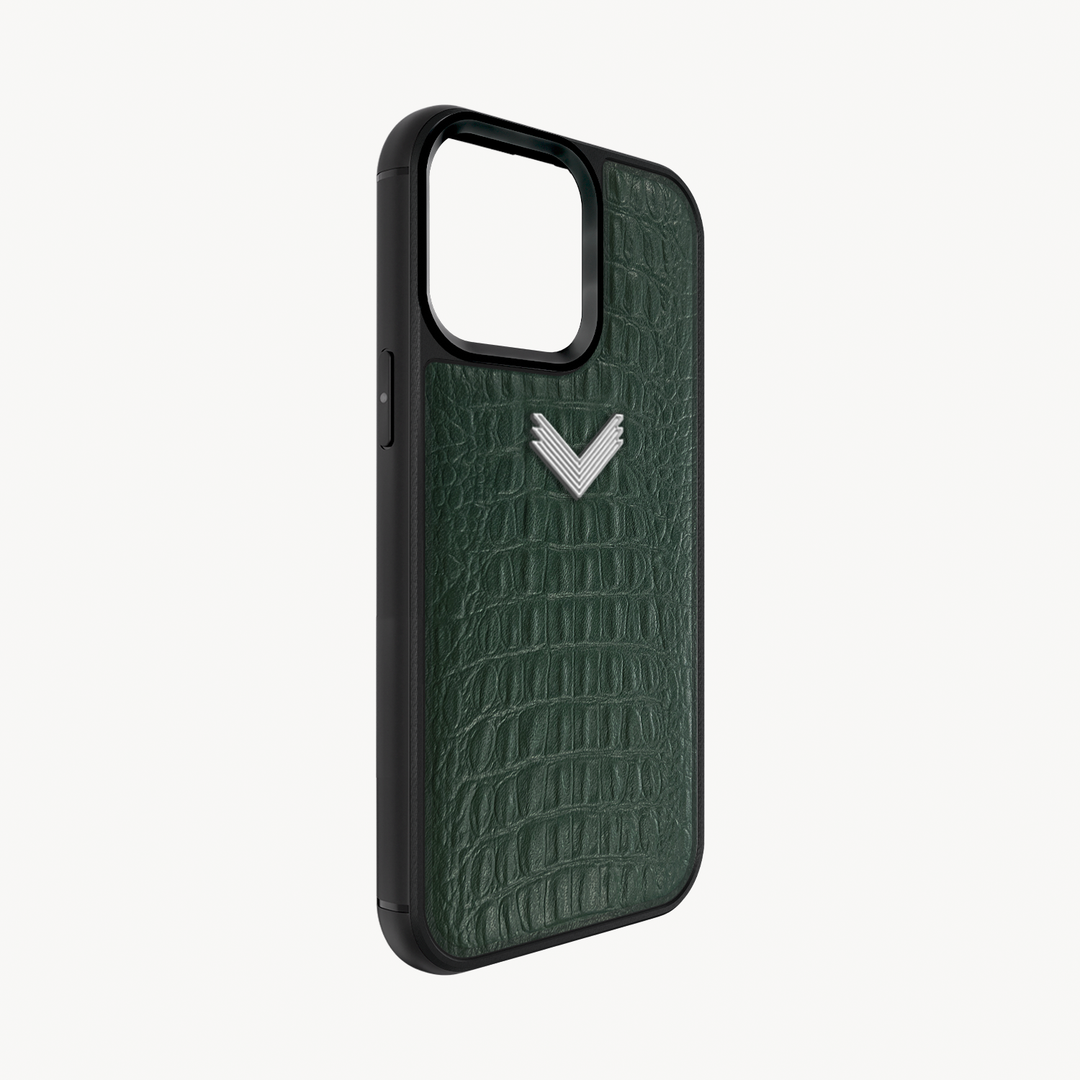 iPhone 13 Pro Phone Case, Calf Leather, Alligator Texture