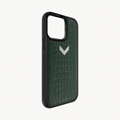iPhone 13 Pro Phone Case, Calf Leather, Alligator Texture
