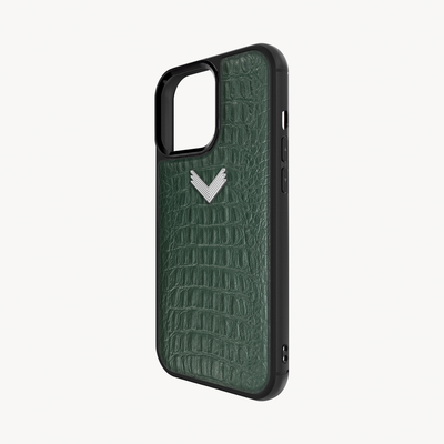 iPhone 13 Pro Phone Case, Calf Leather, Alligator Texture