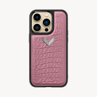 iPhone 14 Pro Phone Case, Calf Leather, Alligator Texture