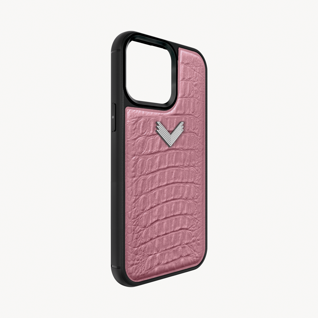 iPhone 14 Pro Phone Case, Calf Leather, Alligator Texture