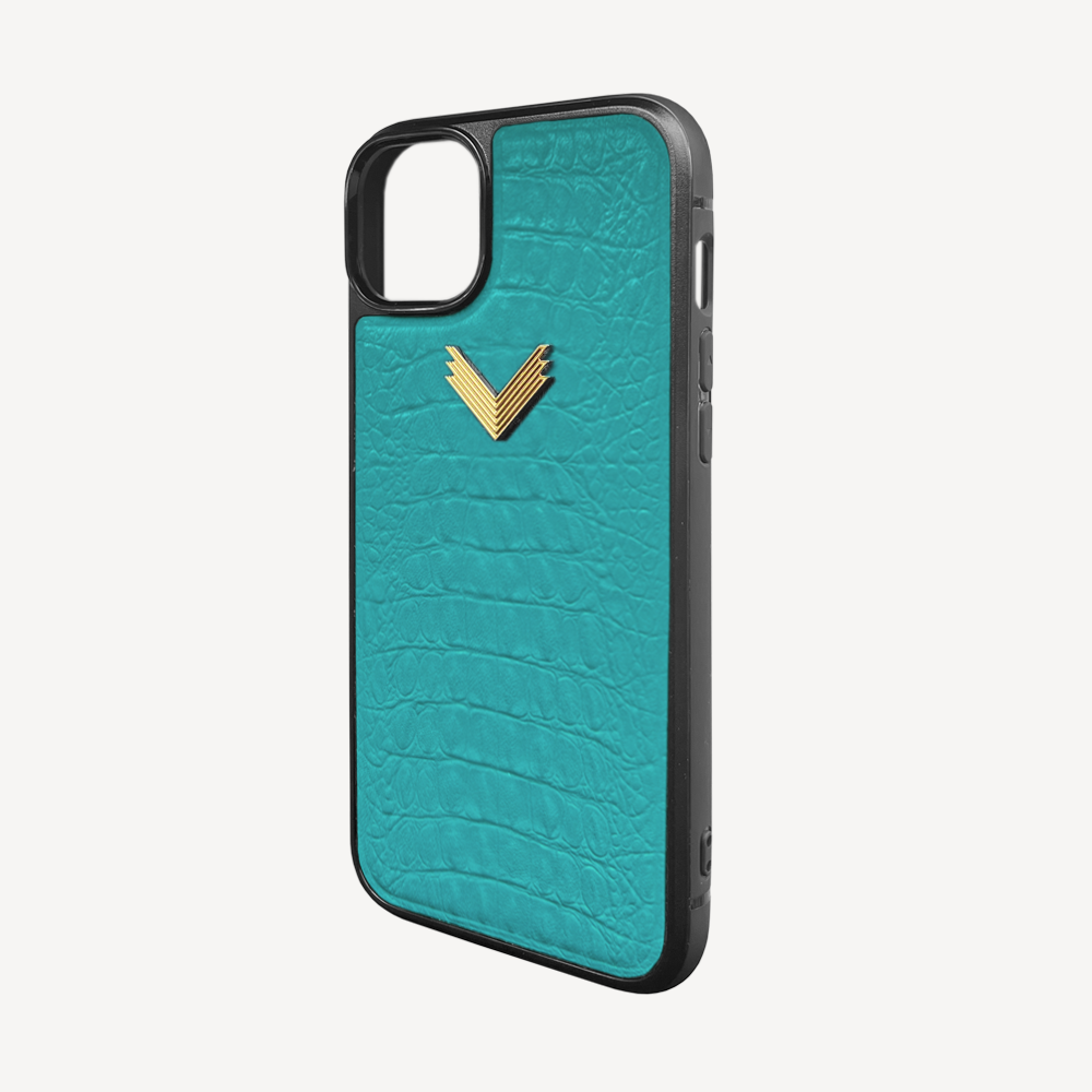 iPhone 14 Phone Case, Calf Leather, Alligator Texture