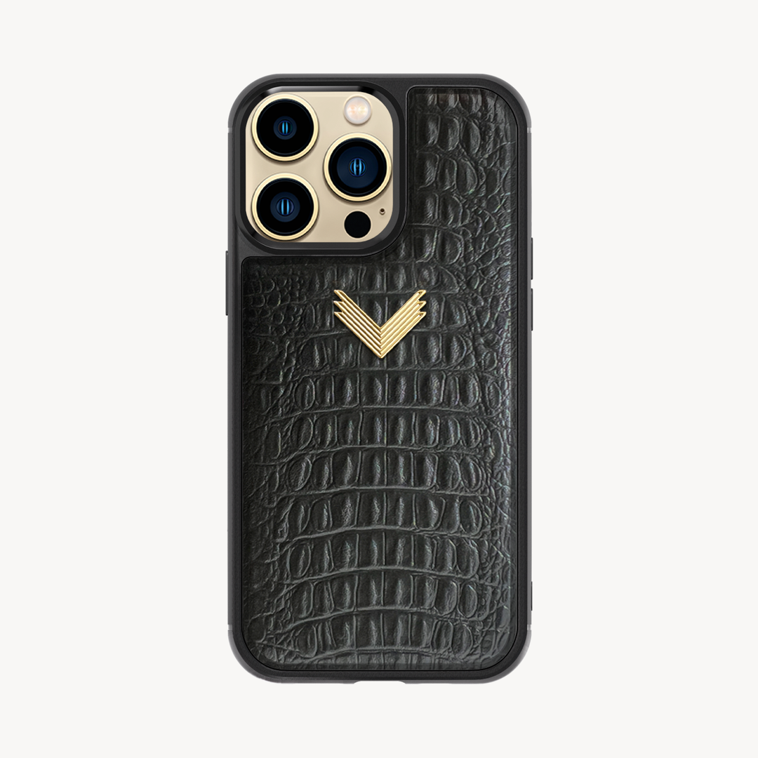iPhone 13 Pro Max Phone Case, Calf Leather, Alligator Texture