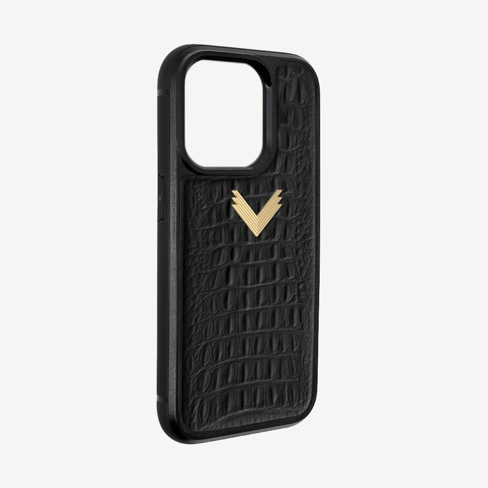 iPhone 13 Pro Phone Case, Calf Leather, Alligator Texture