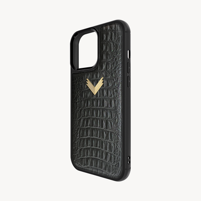 iPhone 13 Pro Max Phone Case, Calf Leather, Alligator Texture