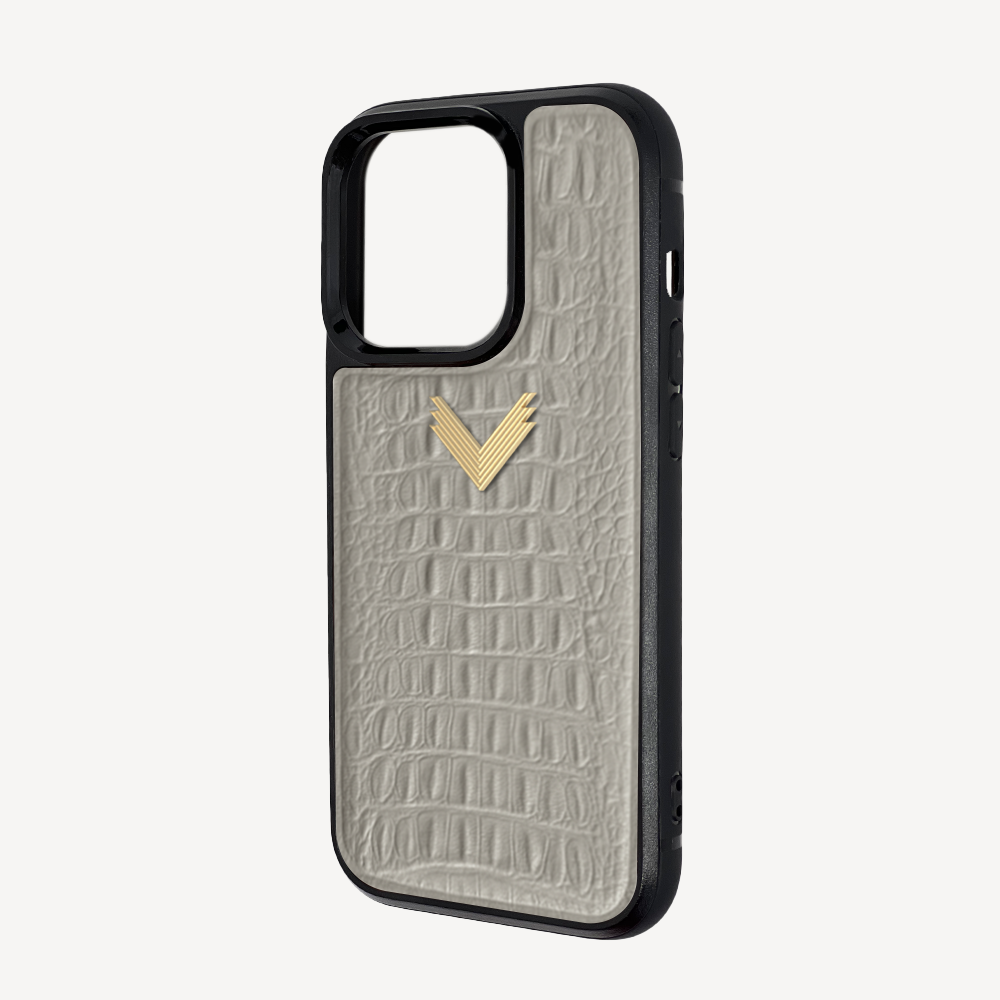 iPhone 14 Pro Max Phone Case, Calf Leather, Alligator Texture