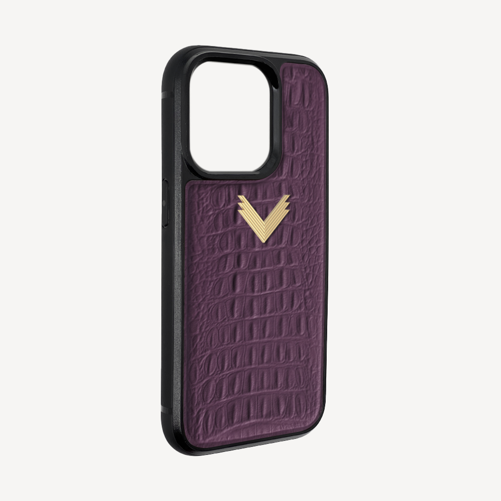 iPhone 14 Pro Phone Case, Calf Leather, Alligator Texture