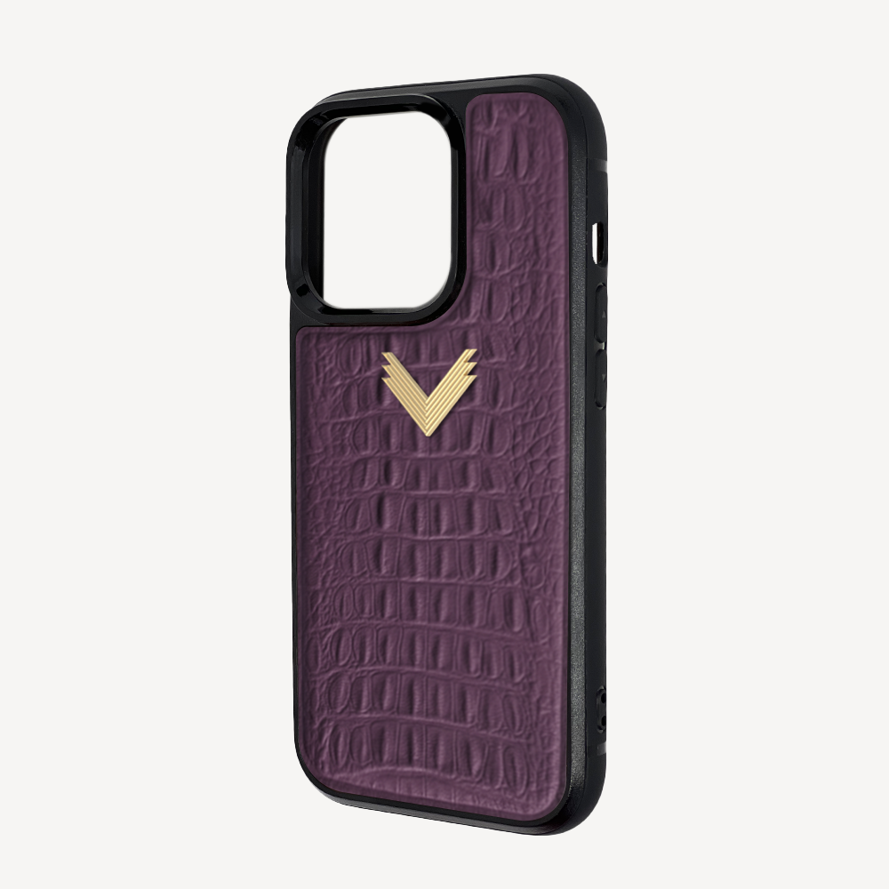 iPhone 14 Pro Phone Case, Calf Leather, Alligator Texture