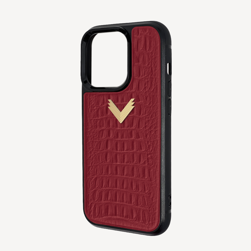 iPhone 14 Pro Max Phone Case, Calf Leather, Alligator Texture