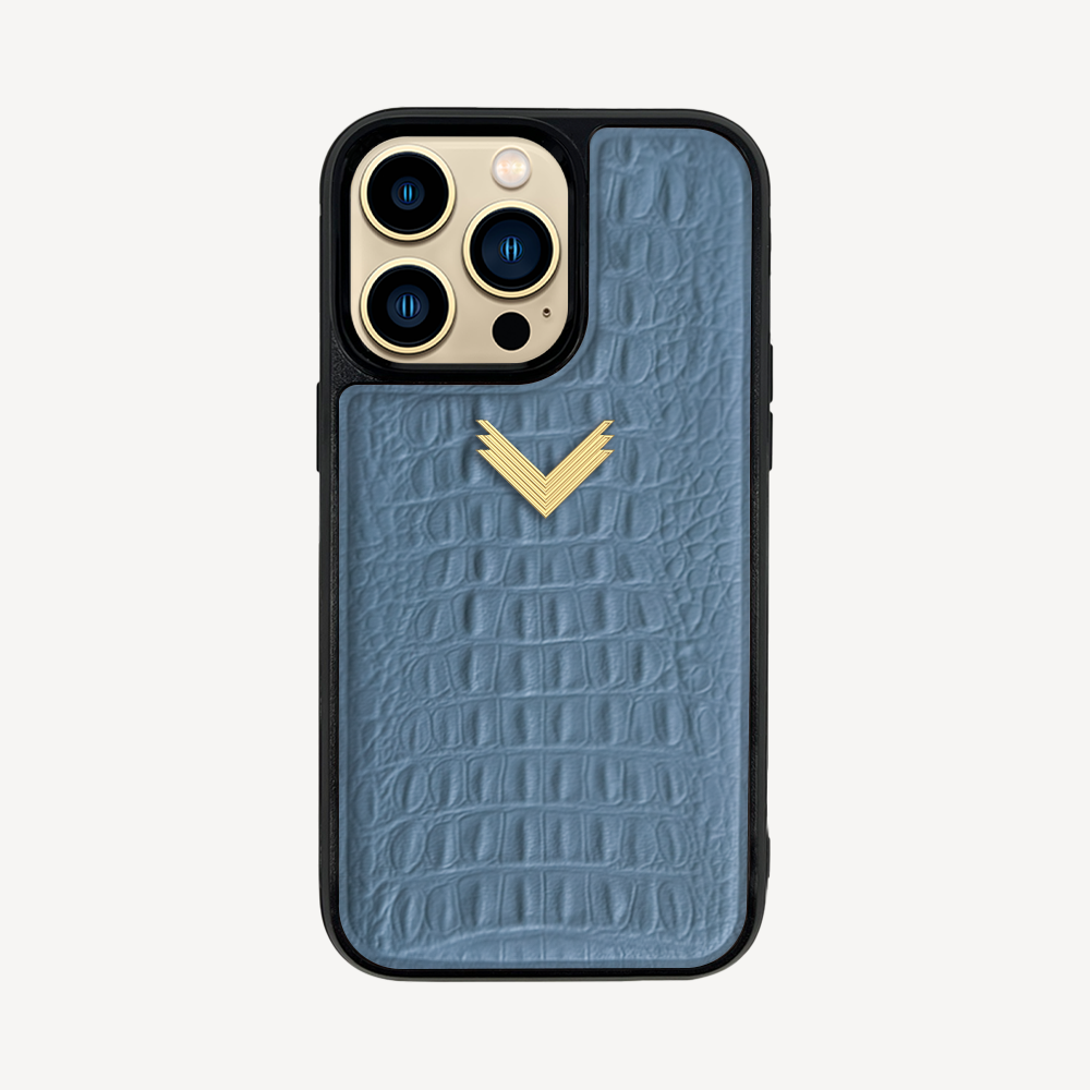 iPhone 14 Pro Phone Case, Calf Leather, Alligator Texture