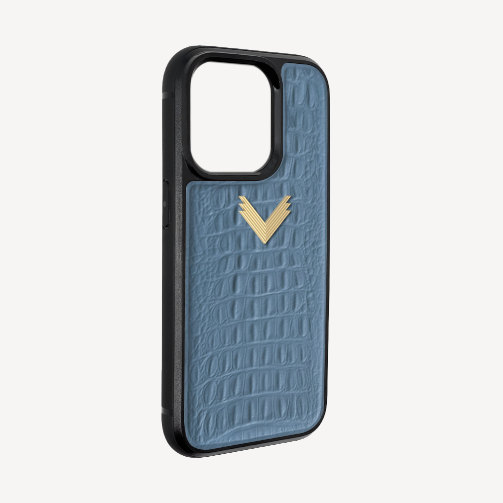 iPhone 15 Pro Phone Case, Calf Leather, Alligator Texture
