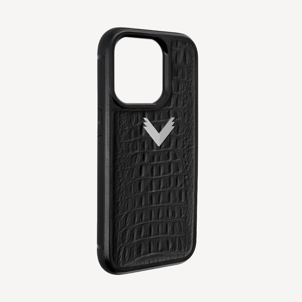 iPhone 13 Pro Phone Case, Calf Leather, Alligator Texture