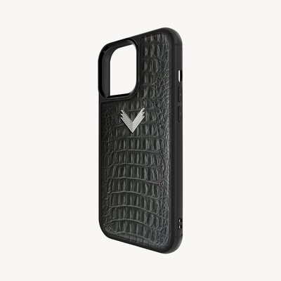 iPhone 13 Pro Max Phone Case, Calf Leather, Alligator Texture