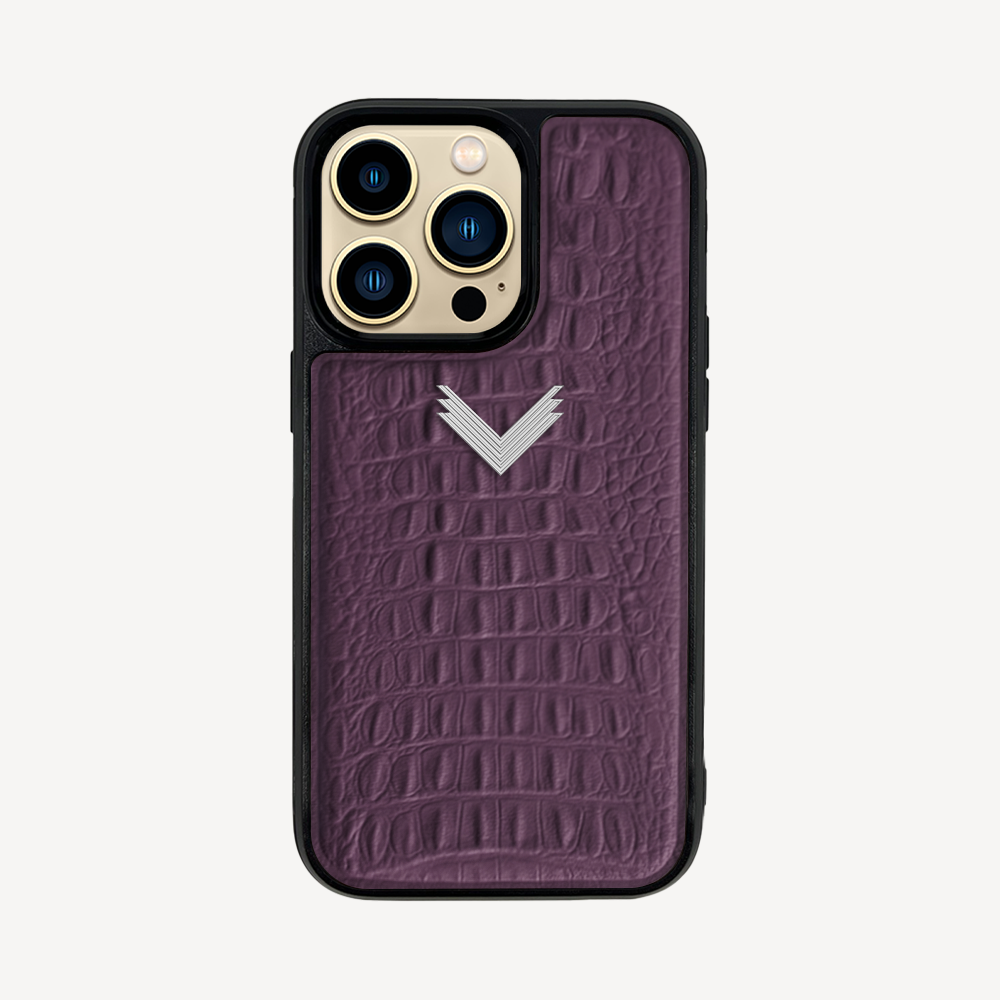 iPhone 13 Pro Max Phone Case, Calf Leather, Alligator Texture