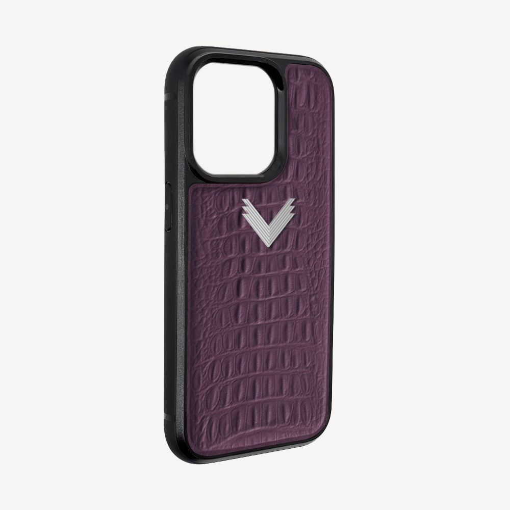 iPhone 13 Pro Phone Case, Calf Leather, Alligator Texture