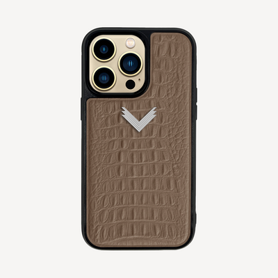 iPhone 14 Pro Max Phone Case, Calf Leather, Alligator Texture