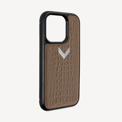 iPhone 14 Pro Max Phone Case, Calf Leather, Alligator Texture