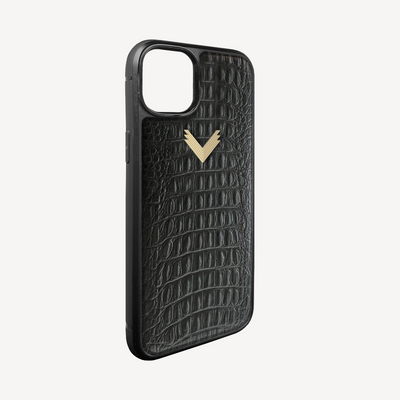 iPhone 15 Phone Case, Calf Leather, Alligator Texture