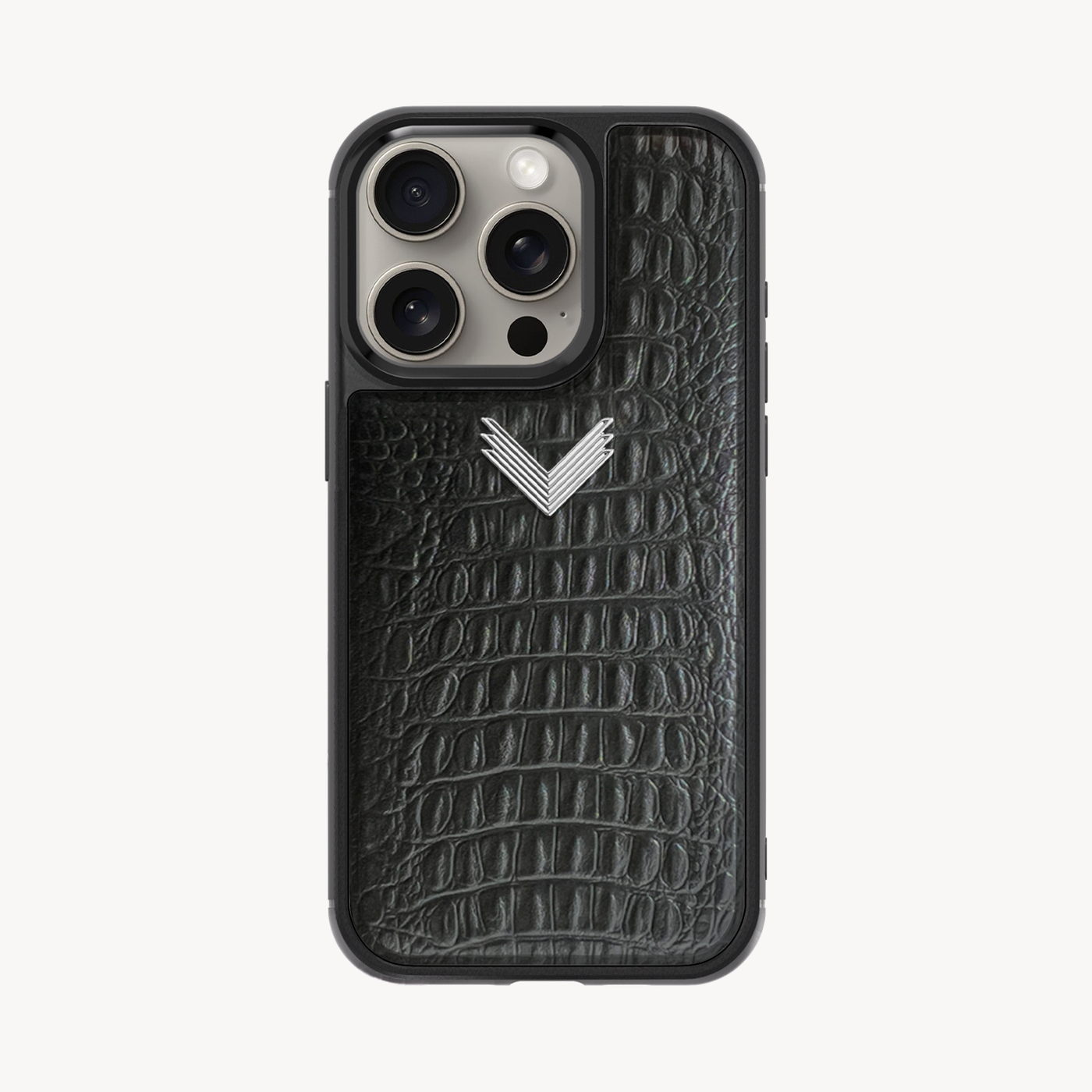 iPhone 15 Pro Phone Case, Calf Leather, Alligator Texture