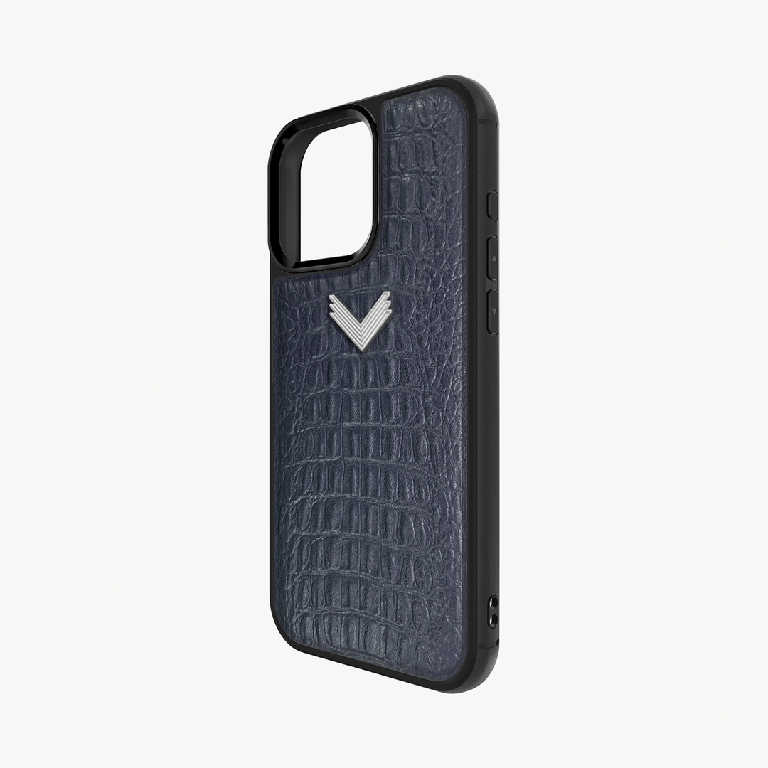 iPhone 15 Pro Phone Case, Calf Leather, Alligator Texture