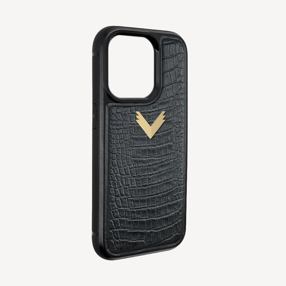 iPhone 15 Pro Max Phone Case, Calf Leather, Alligator Texture