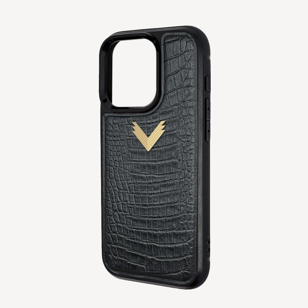 iPhone 15 Pro Max Phone Case, Calf Leather, Alligator Texture