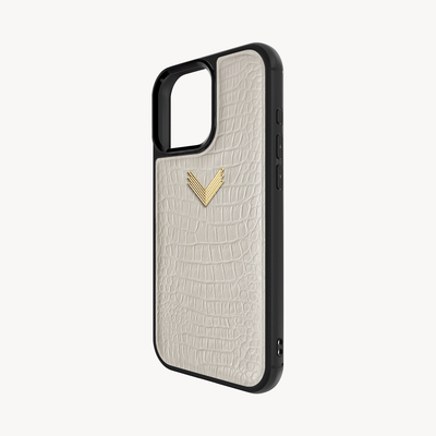 iPhone 15 Pro Max Phone Case, Calf Leather, Alligator Texture