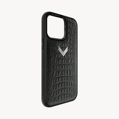 iPhone 15 Pro Phone Case, Calf Leather, Alligator Texture