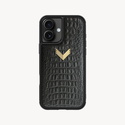 iPhone 16 Phone Case, Calf Leather, Alligator Texture