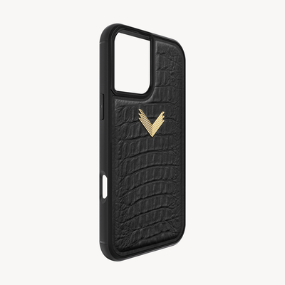 iPhone 16 Phone Case, Calf Leather, Alligator Texture