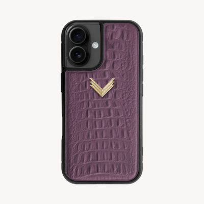 iPhone 16 Phone Case, Calf Leather, Alligator Texture