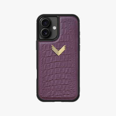 iPhone 16 Plus Phone Case, Calf Leather, Alligator Texture