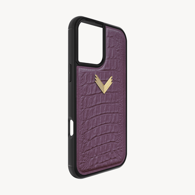 iPhone 16 Plus Phone Case, Calf Leather, Alligator Texture